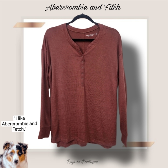 🌿Abercrombie & Fitch Women's Sm Rust Fall Colored SplitHem Longsleeve Shirt - Picture 10 of 11